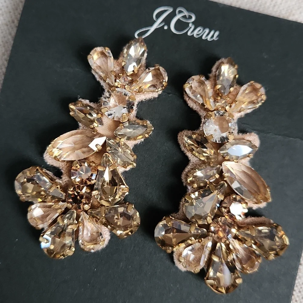 NWT! J. Crew Statement Jewel Earrings, Nuetral Colors